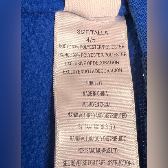 Super Mario Blue And Red Full Zip Up Hoodie Little Boys Size 4/5 - Picture 9 of 9